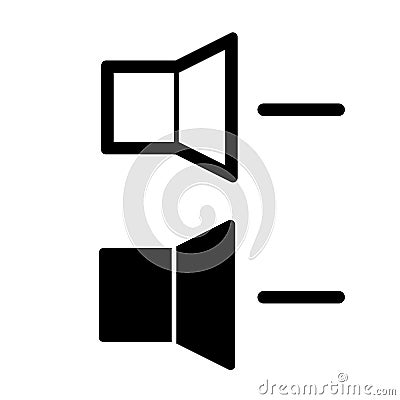 Volume down media player icon illustration. Black and white icon Vector Illustration