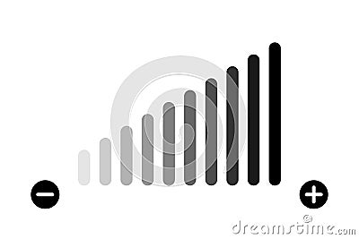 Volume level adjustment. Vector isolated icon. Low fading icon. Volume bar vector icon Vector Illustration