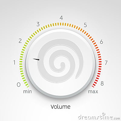 Volume music control knob icon panel. Audio knob element interface Stock Photo