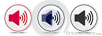 Volume speaker icon crystal flat round button set illustration design Vector Illustration