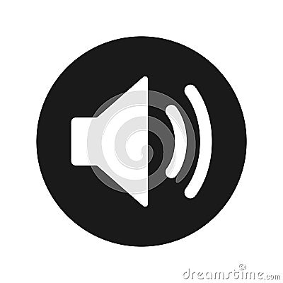 Volume speaker icon flat black round button vector illustration Vector Illustration