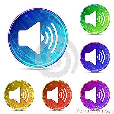 Volume speaker icon digital abstract round buttons set illustration Vector Illustration