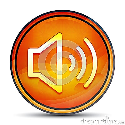 Volume speaker icon shiny bright orange round button illustration Cartoon Illustration