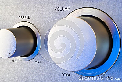 Volume and treble control knobs Stock Photo