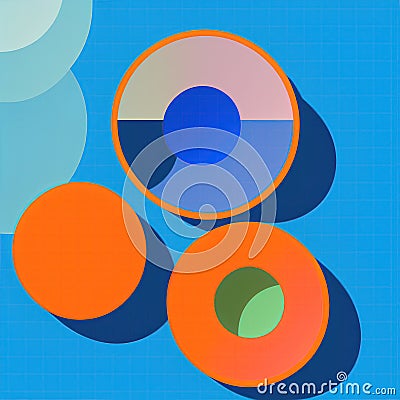 Volumetric colored circles with shadows, generated by artificial intelligence Stock Photo