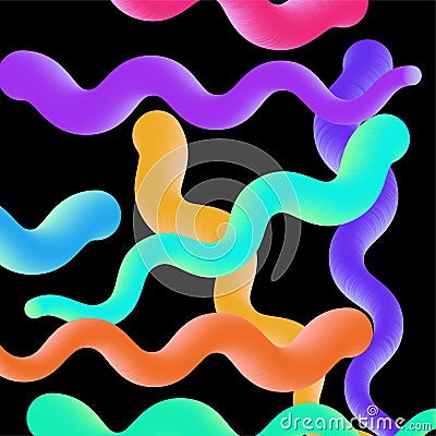 Volumetric colored worms. Gradient color. Vector illustration. Stock image. Vector Illustration