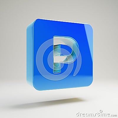 Volumetric glossy blue Parking icon isolated on white background Stock Photo