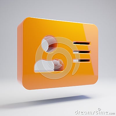 Volumetric glossy hot orange Address Card icon isolated on white background Stock Photo