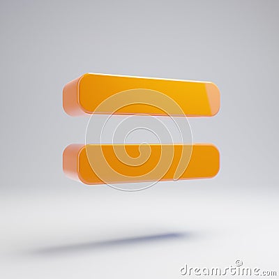 Volumetric glossy hot orange Equals icon isolated on white background Stock Photo