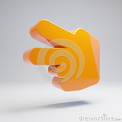 Volumetric glossy hot orange Hand Scissors icon isolated on white background Stock Photo