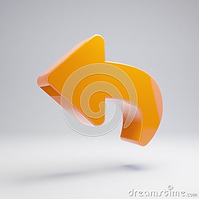 Volumetric glossy hot orange Reply icon isolated on white background Stock Photo