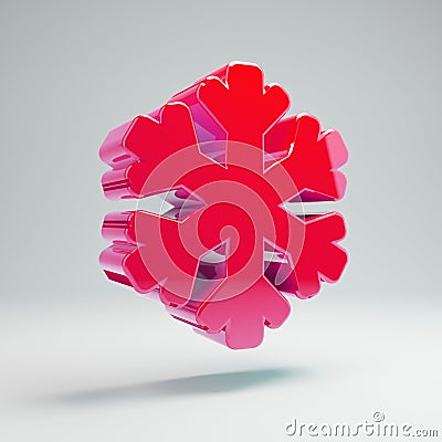 Volumetric glossy hot pink Snowflake icon isolated on white background Stock Photo