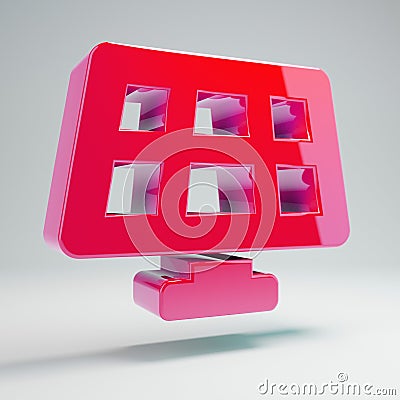 Volumetric glossy hot pink Solar Panel icon isolated on white background Stock Photo