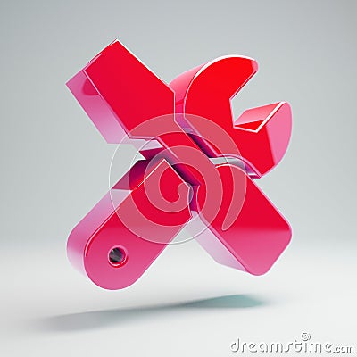 Volumetric glossy hot pink tools icon isolated on white background Stock Photo