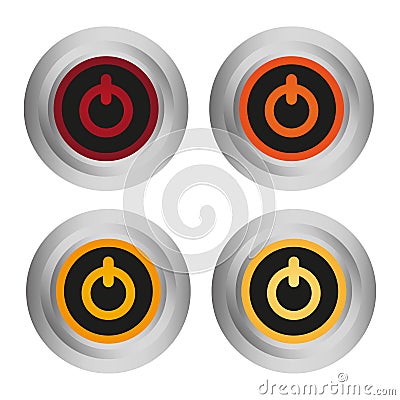 Volumetric power buttons. Computer tech. Computer technology concept. Vector illustration. Vector Illustration