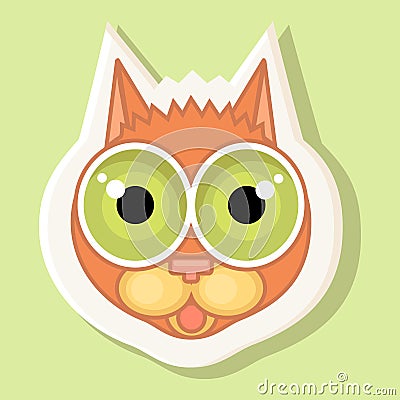 Volumetric sticker with the depicted cat. Emotion of fright, surprise. Stock Photo