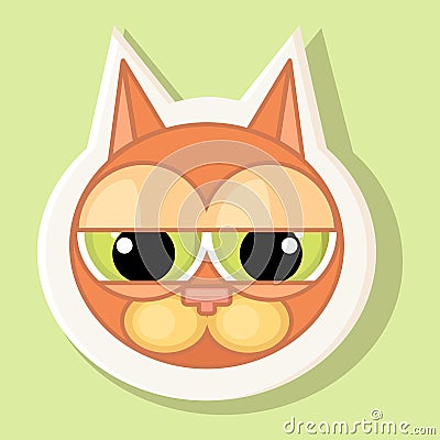 Volumetric sticker with the depicted cat. Emotion of guilt. Stock Photo