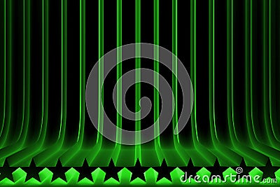 Beautiful green 3D Illustration of abstract background - volumetric surfaces formed with extruded star shape, celebration concept Stock Photo