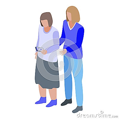 Volunteer care icon, isometric style Vector Illustration