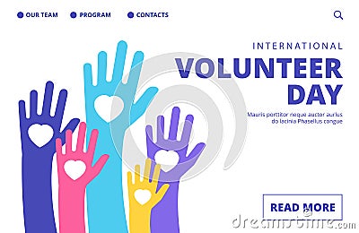 Volunteer day landing page. Vector volunteering banner template Vector Illustration