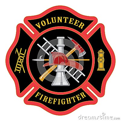 Volunteer Firefighter Maltese Cross Vector Illustration