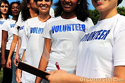 Volunteer group register for event Stock Photo