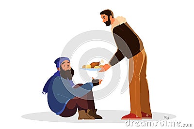 Volunteer help people idea. Charity community support homeless Vector Illustration