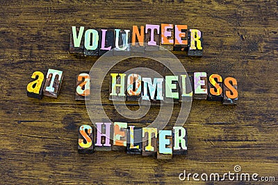 Volunteer homeless shelter help charity giving helping love feed Stock Photo