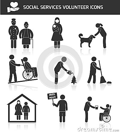 Volunteer icons set Vector Illustration