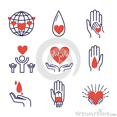 Volunteer icons vector set. Vector Illustration