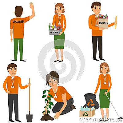 Volunteer People in work Vector Illustration