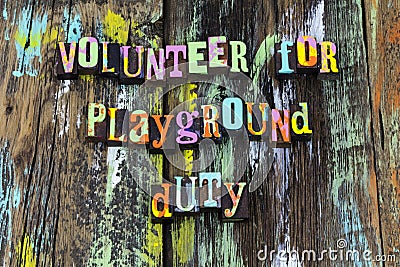 Volunteer parent adult school playground duty help leadership children fun Stock Photo