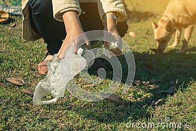 Volunteer women help garbage collection charity. Stock Photo