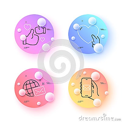 Volunteer, World mail and Mail app minimal line icons. For web application, printing. Vector Vector Illustration