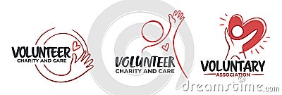 Volunteering Charity Heartfelt Logo Designs Vector Illustration
