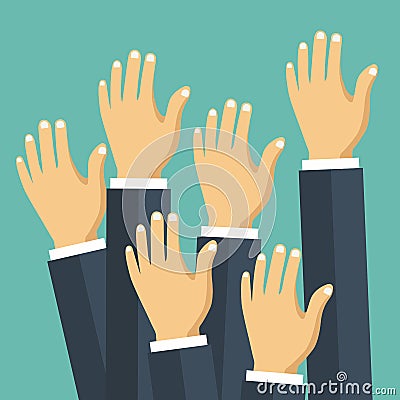 Volunteering concept. Hand raised up. Flat vector illustration Vector Illustration