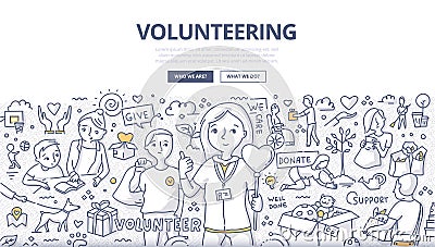 Volunteering Doodle Concept Vector Illustration