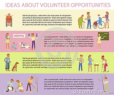 Volunteers characters in flat design Vector Illustration