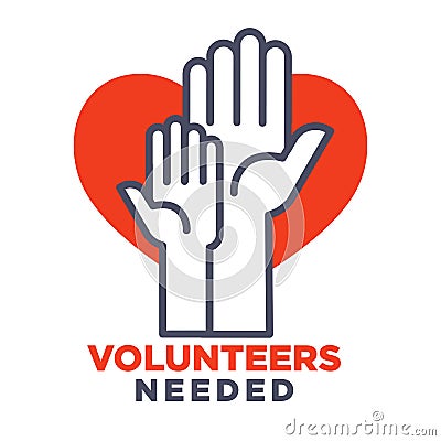 Volunteers needed agittive poster to join for charity Vector Illustration