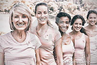 Volunteers participating in breast cancer awareness Stock Photo