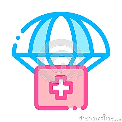 Volunteers Support Parachute Vector Thin Line Icon Vector Illustration