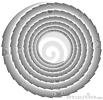 Volute, helix element made of lines. Logarithmic spiral. Vector Illustration