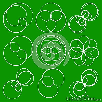 Volute, helix, spiral symbol, icon motif. Circular, radial line squiggle, squiggly bine, tendril design element. Doodle, scribble Vector Illustration