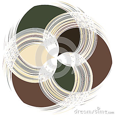 Volute, helix, spiral symbol, icon motif. Circular, radial line squiggle, squiggly bine, tendril design element. Doodle, scribble Vector Illustration