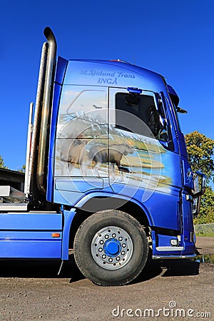 Volvo FH16 750 Timber Truck of M Sjolund Trans, Detail Editorial Stock Photo