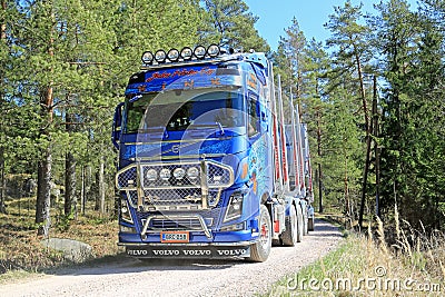 Volvo FH16 750 Timber Truck on Rural Road Editorial Stock Photo