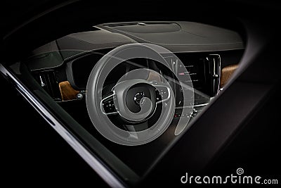 Volvo S90 brown leather Interior Editorial Stock Photo