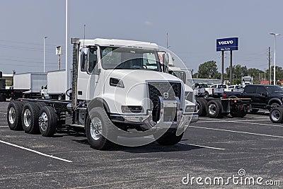 Volvo Semi Tractor Trailer Big Rig Truck display at a dealership. Volvo Trucks is one of the largest truck manufacturers Editorial Stock Photo