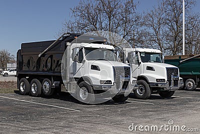 Volvo Semi Tractor Trailer Big Rig Truck display at a dealership. Volvo Trucks is one of the largest truck manufacturers Editorial Stock Photo