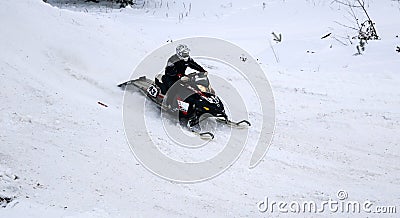 Volzhsk, RUSSIA, February 02, 2019: Championship of Russia on cross-country on snowmobiles Editorial Stock Photo